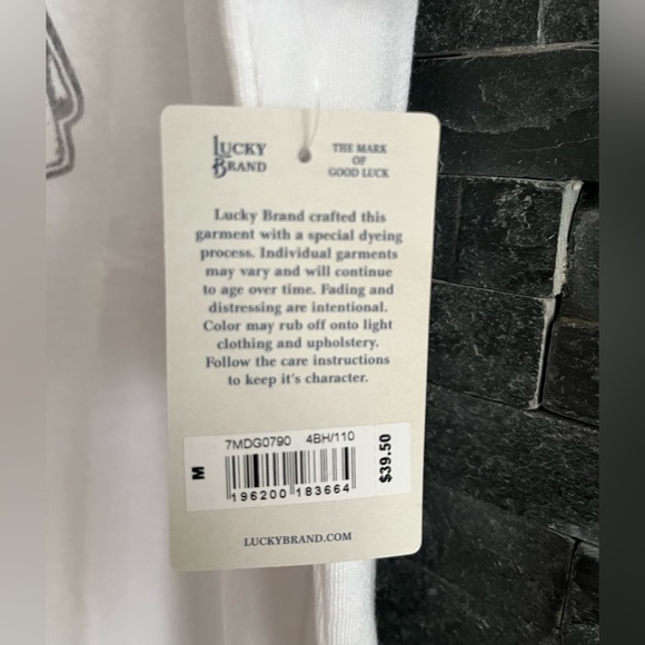 Lucky Brand Short Sleeve Crew Neck Graphic Garment Washed Distressed T Shirt - Picture 6 of 9